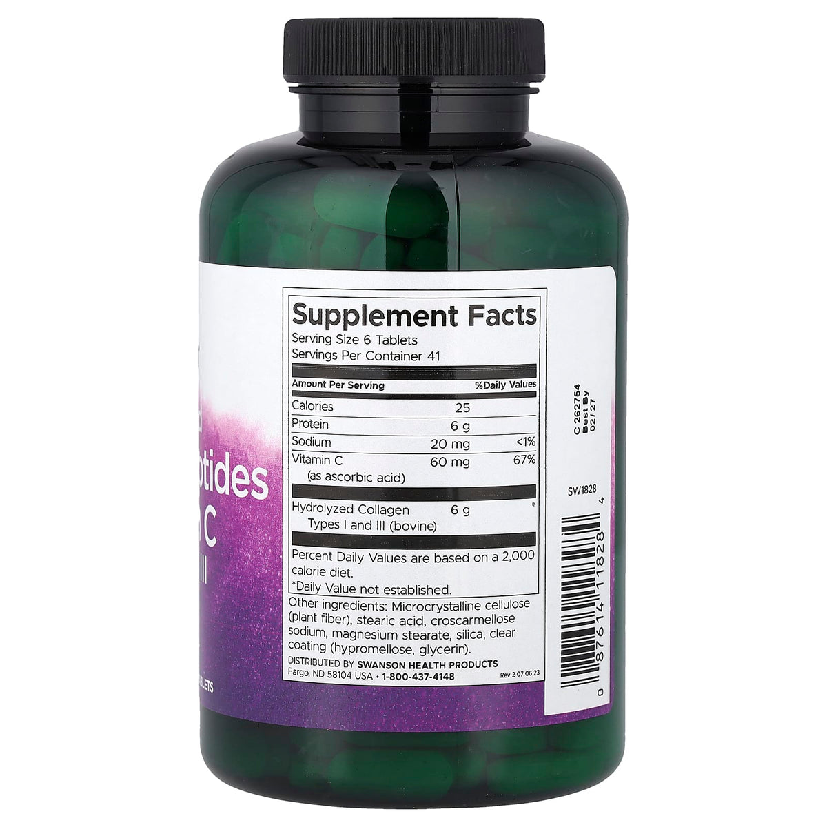Swanson Hydrolyzed Collagen Peptides + Vitamin C, 250 Tablets - view 2