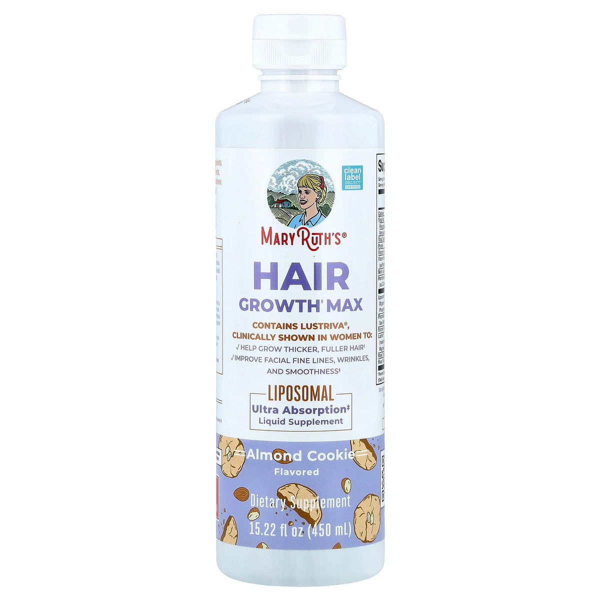 MaryRuth's Hair Growth Max Liposomal, Almond Cookie, 450 ml (15.22 fl oz)