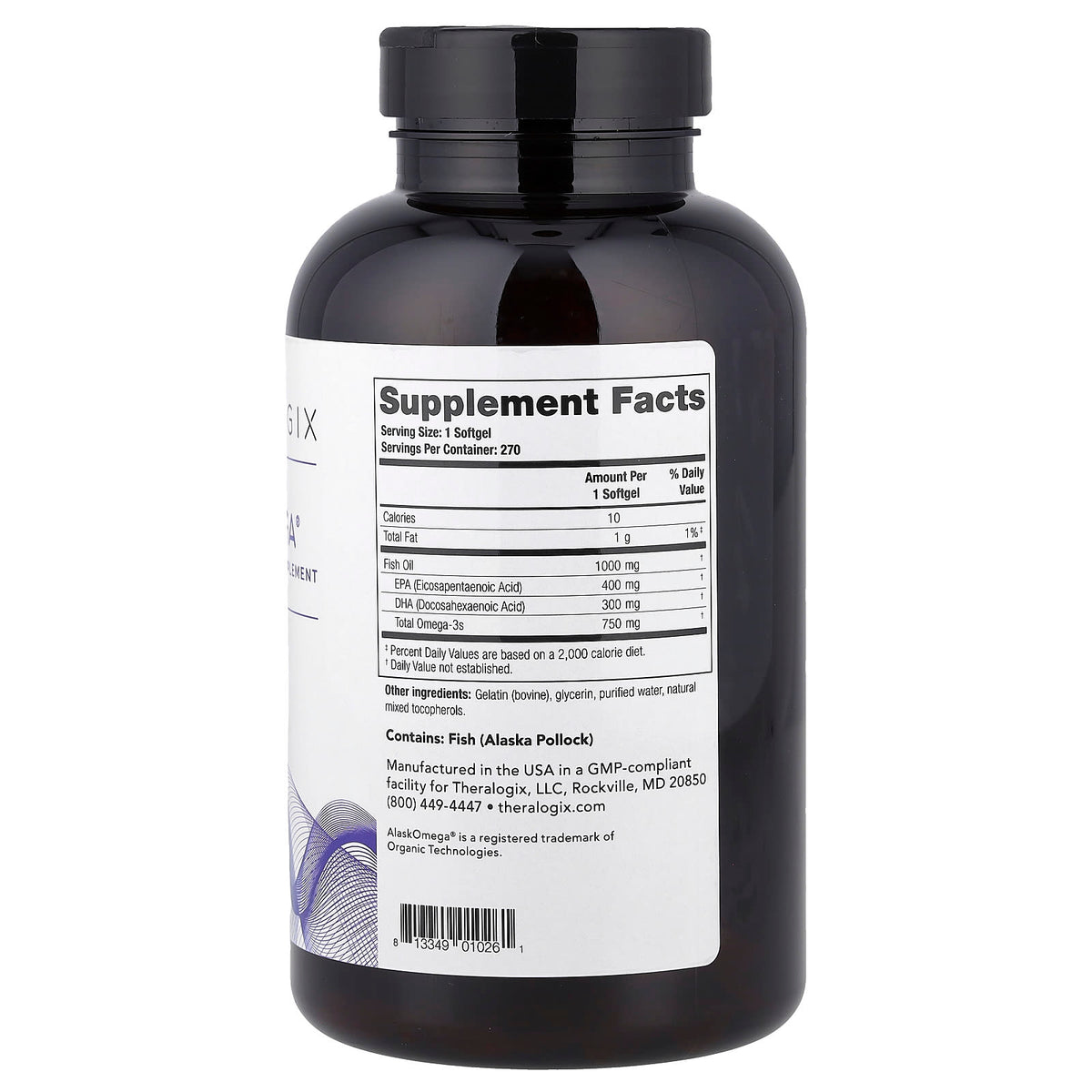 Theralogix TherOmega Omega-3 Fish Oil 270 Softgel Capsules - view 2