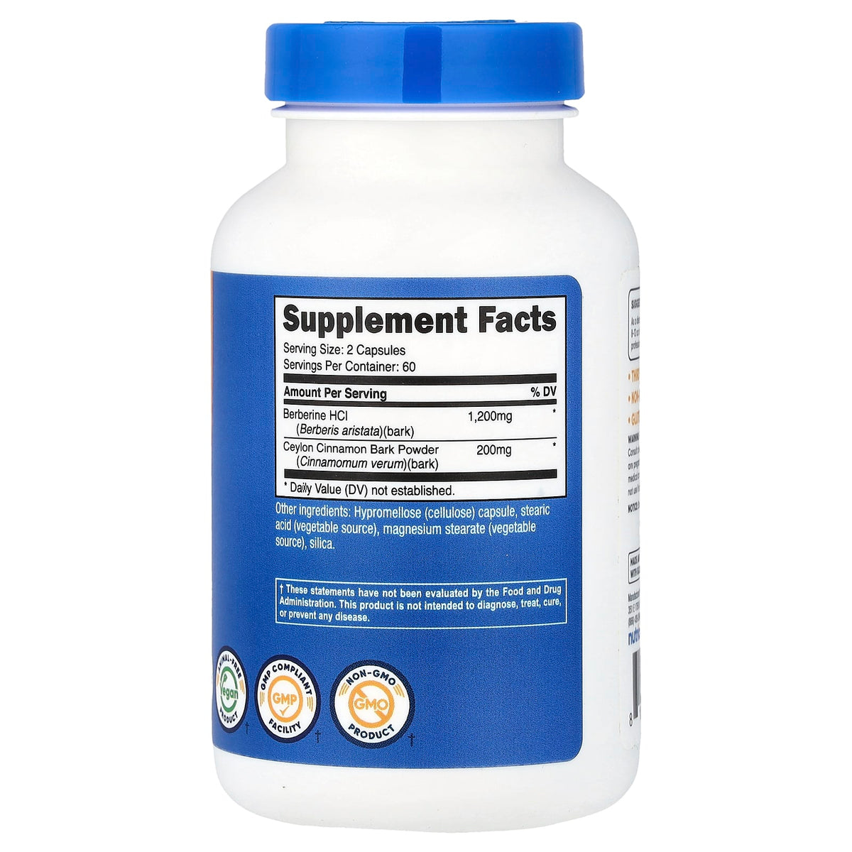 Nutricost Berberine HCl with Ceylon Cinnamon, 120 Capsules — alternate product view