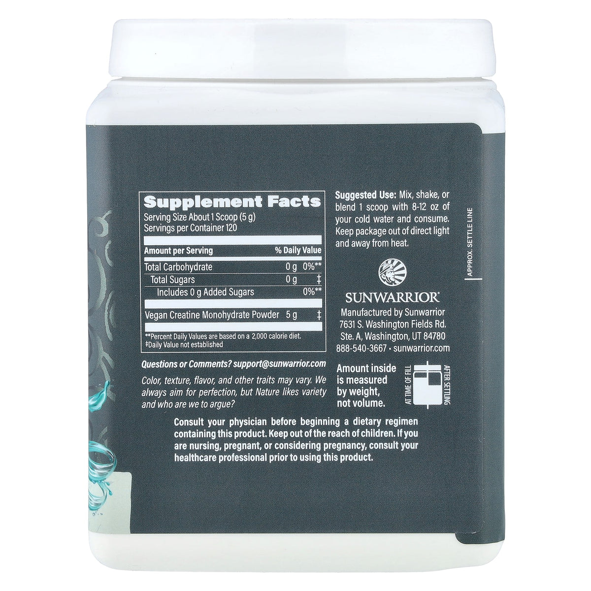 Sunwarrior Active Creatine Unflavoured, 600 g (1.32 lb) - view 2