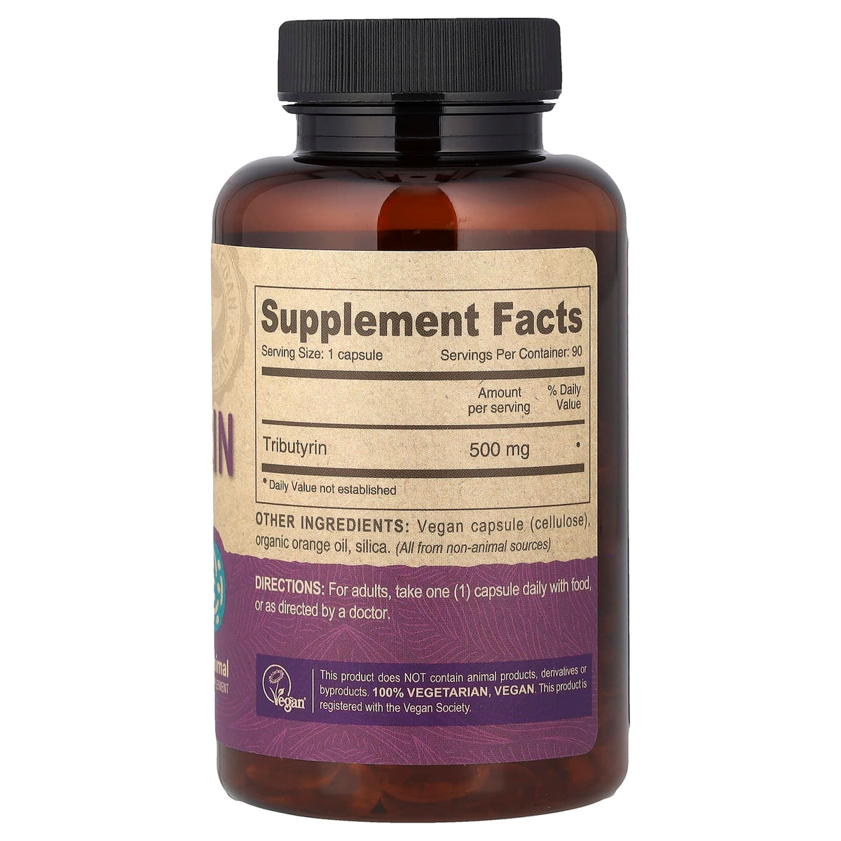 Deva Vegan Tributyrin, 500 mg, 90 Vegan Caps — alternate product view
