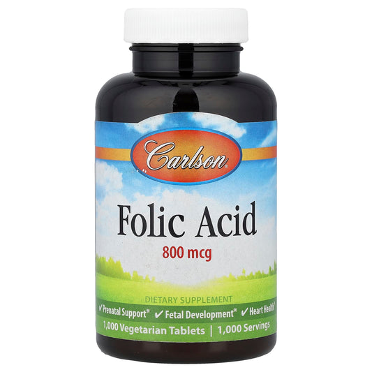 Carlson Folic Acid 800 mcg 1,000 Vegetarian Tablets