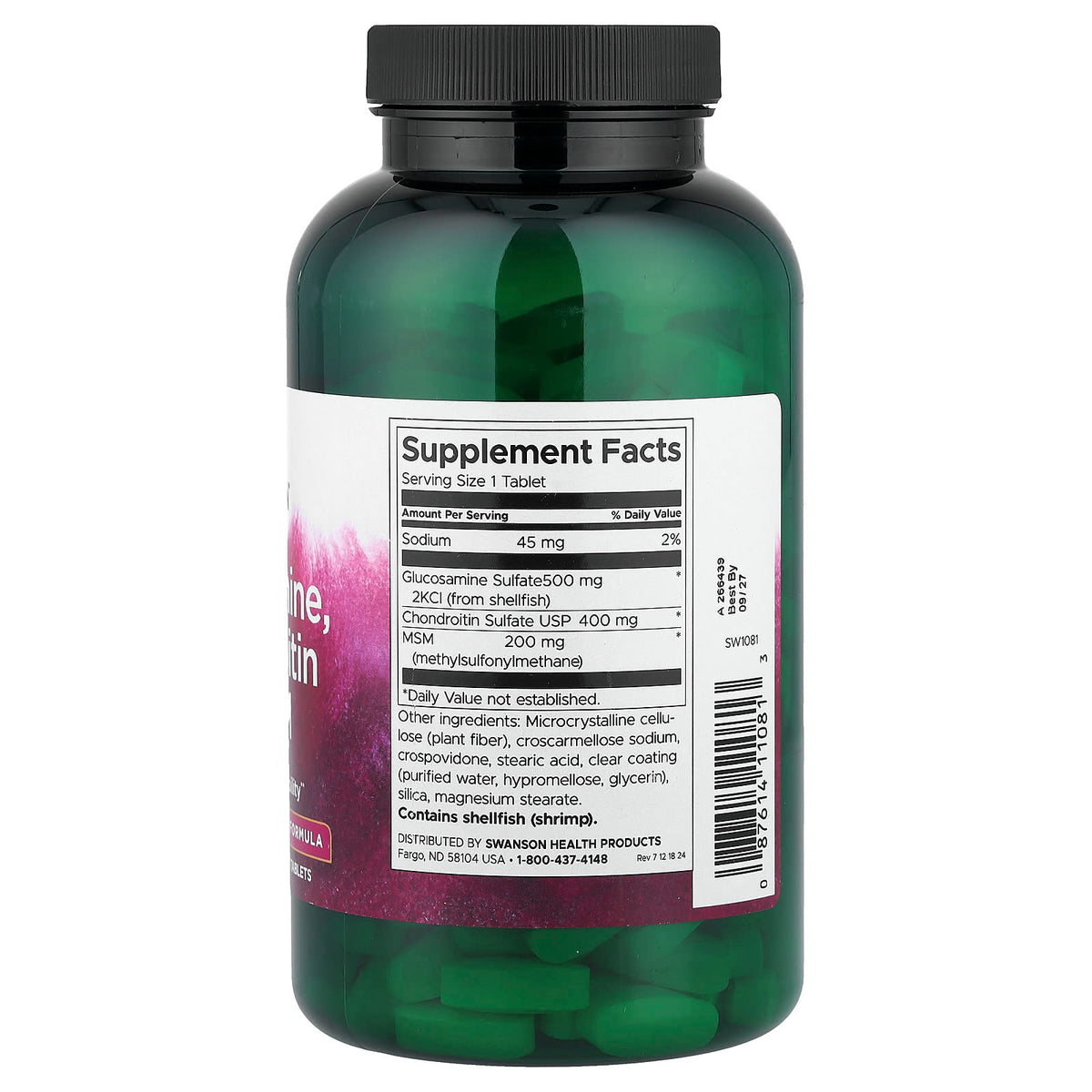 Swanson Vitamins Glucosamine, Chondroitin & MSM, 240 Tablets - view 2