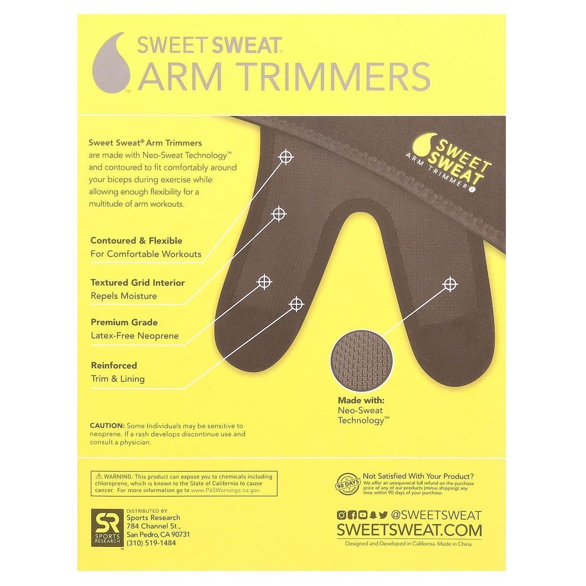 Sports Research Sweet Sweat Arm Trimmers, Medium, Black & Yellow, 1 Pair - view 3