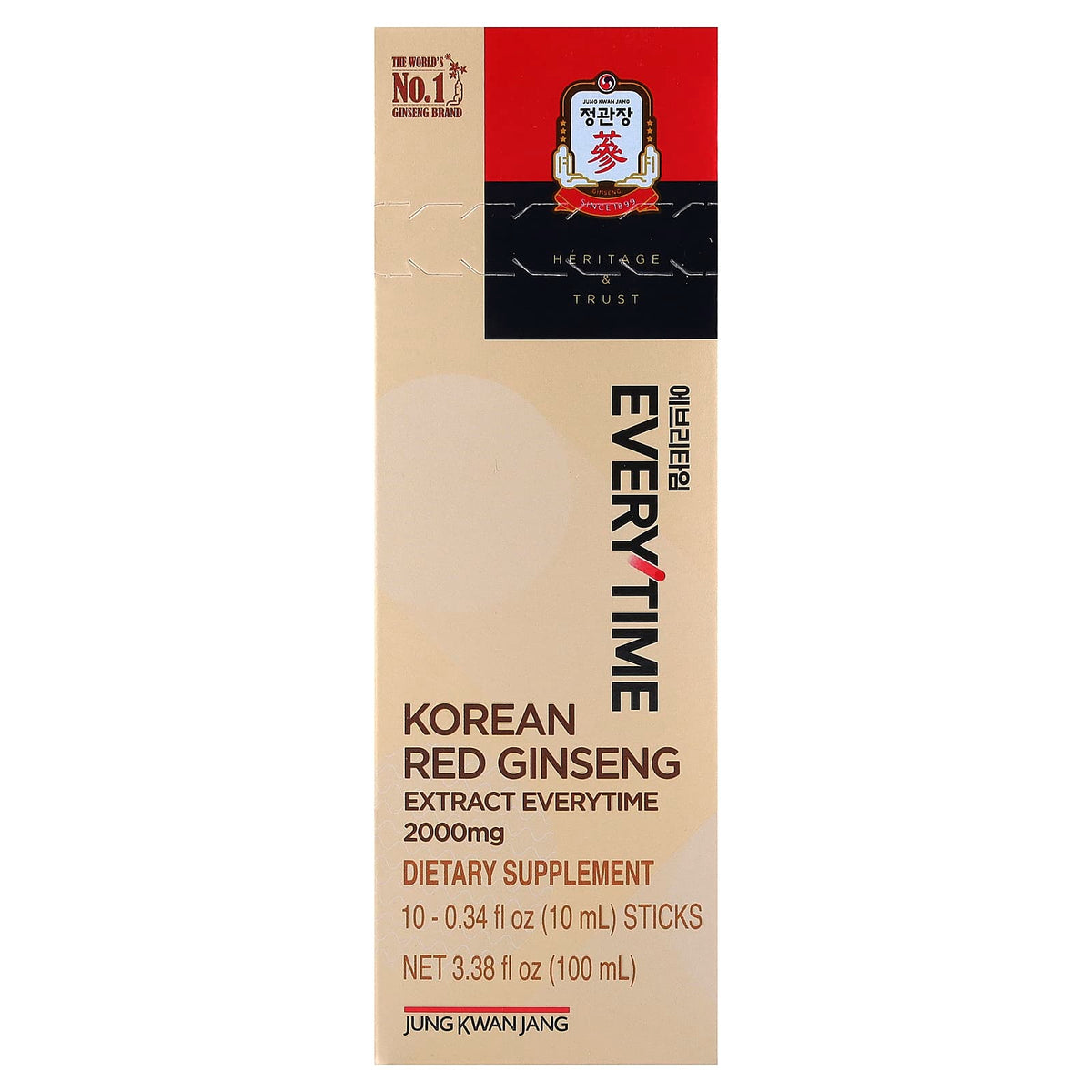 JungKwanJang Korean Red Ginseng Extract Everytime, 10 x 10 ml Sticks