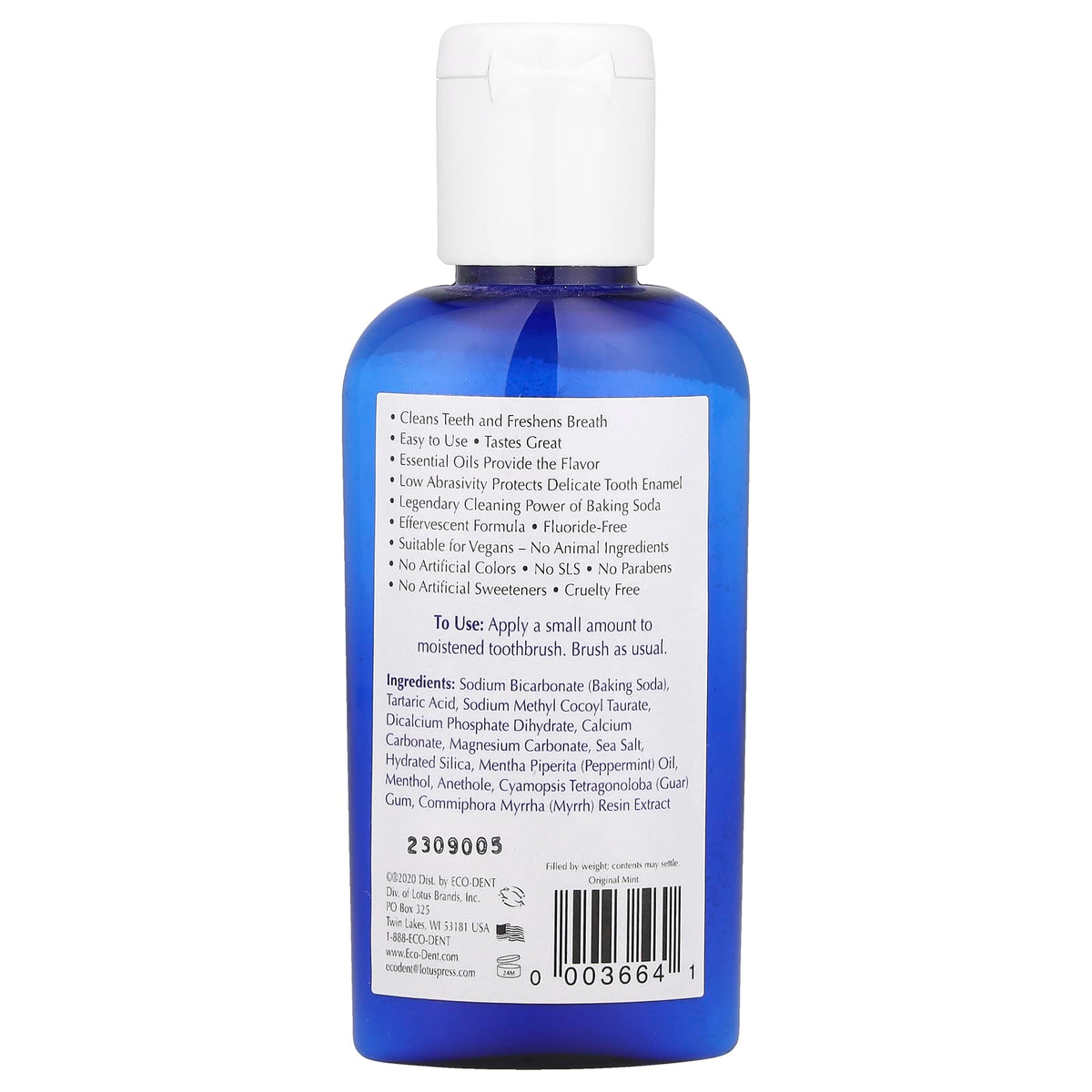 Eco-Dent Daily Care Baking Soda Toothpowder, Original Mint, 56 g (2 oz) — alternate product view