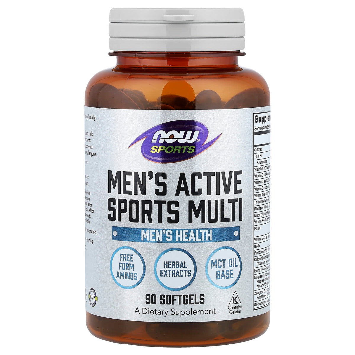 NOW Foods Sports Men's Active Sports Multi, 90 Softgels — product view