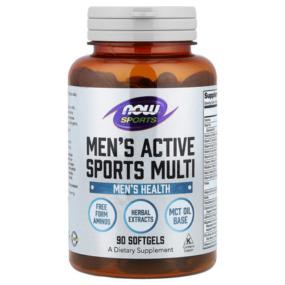 NOW Foods Sports Men's Active Sports Multi, 90 Softgels