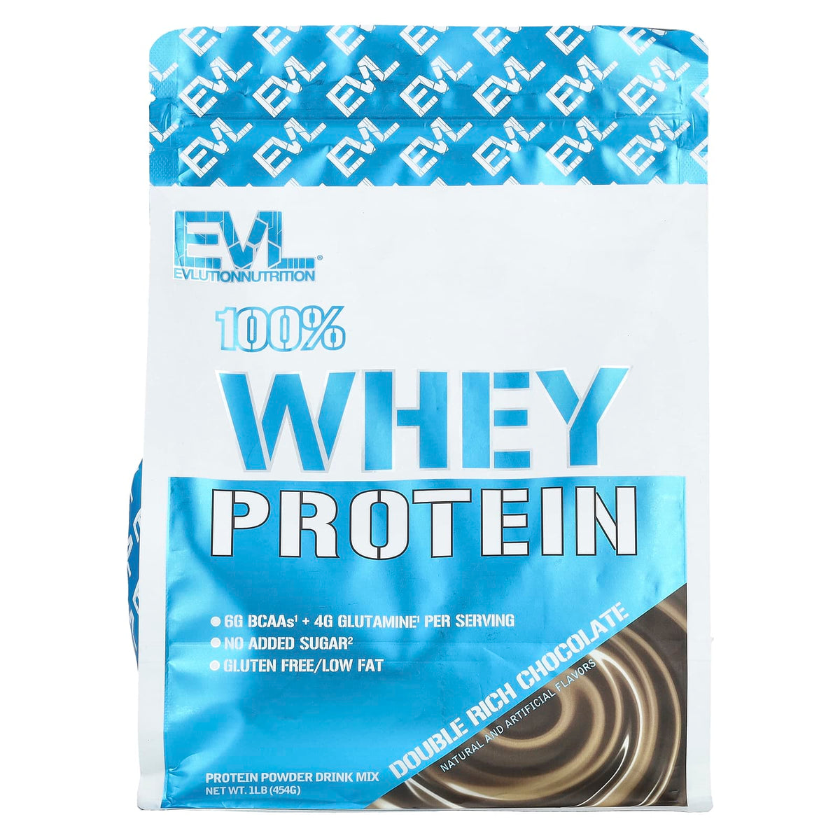 EVLution Nutrition 100% Whey Protein, Double Rich Chocolate, 454 g (1 lb)