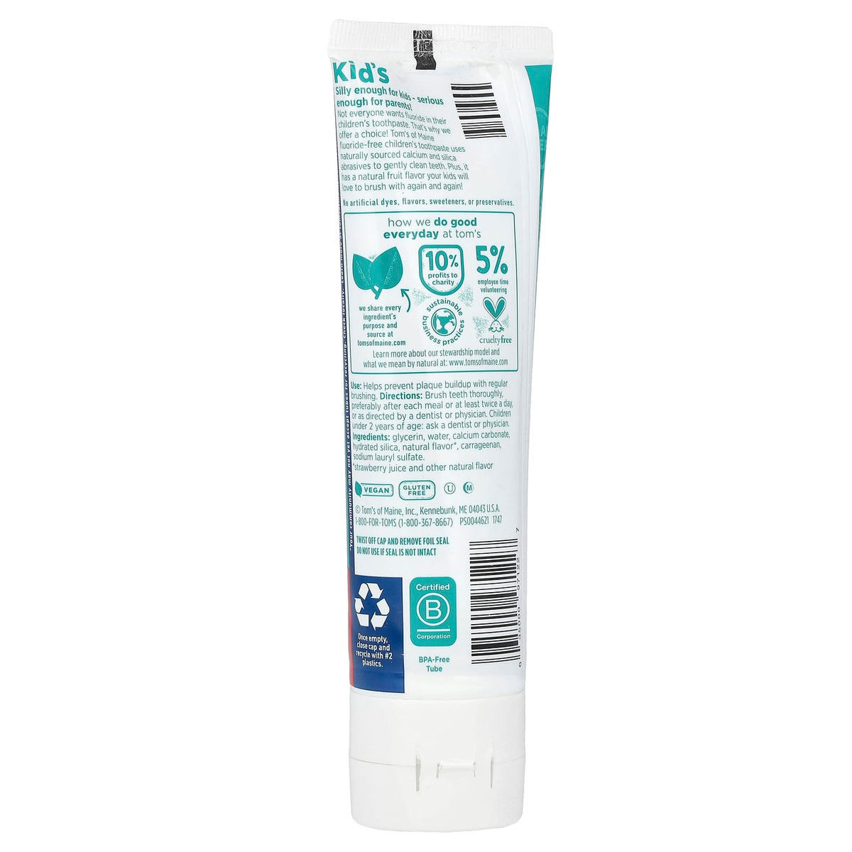 Tom's of Maine Kid's Natural Fluoride-Free Toothpaste, Ages 2+, Silly Strawberry - view 2