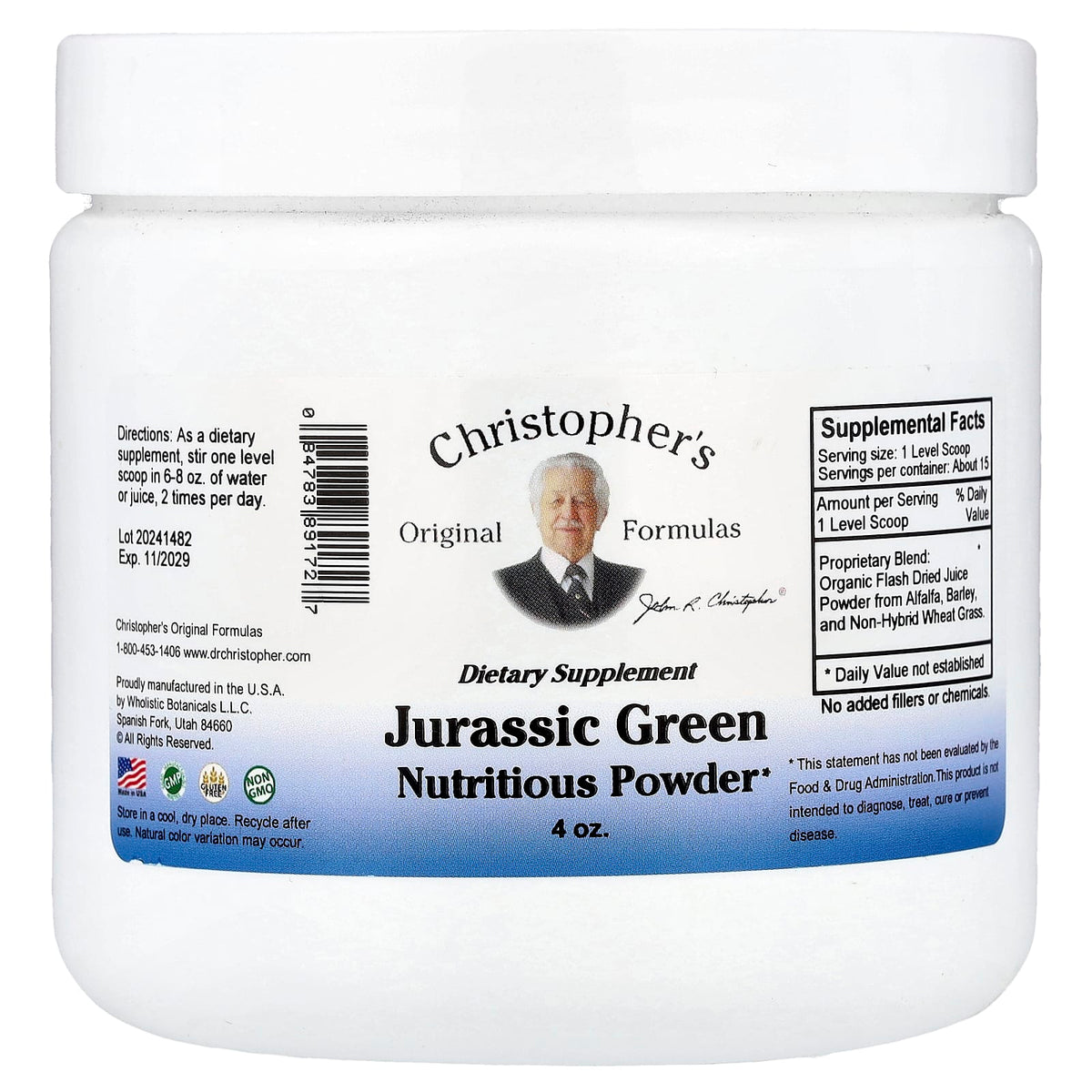 Christopher's Original Formulas Jurassic Green Powder, 4 oz (112 g) — product view