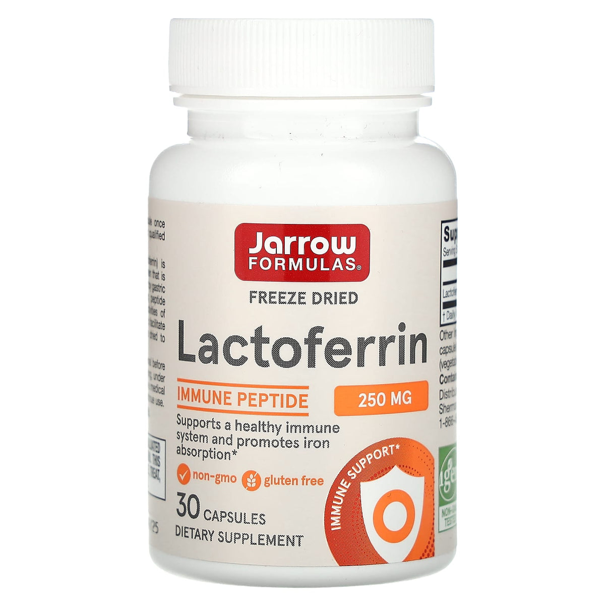Jarrow Formulas Lactoferrin Freeze Dried 250 mg, 30 Capsules — product view