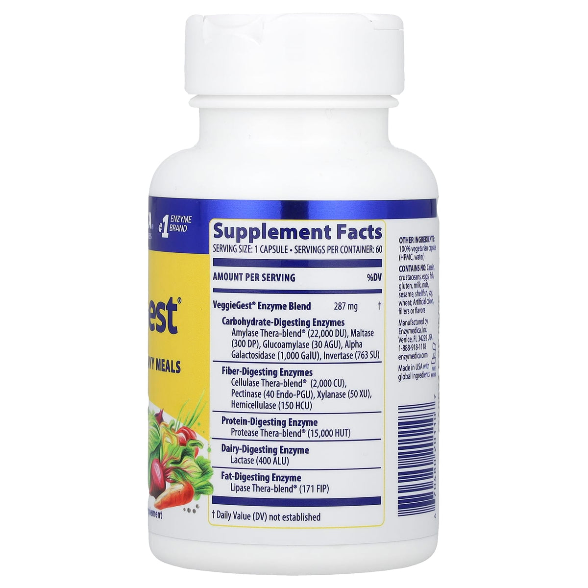 Enzymedica VeggieGest Digestive Enzymes, 60 Capsules — alternate product view