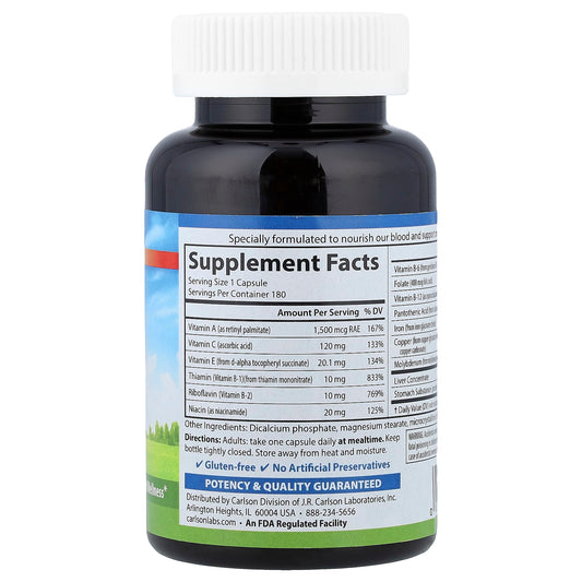 Carlson Blood Nutrients 180 Capsules - view 2