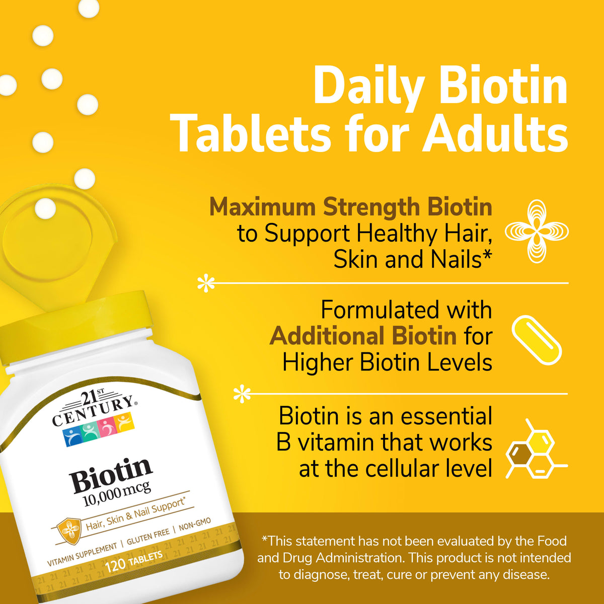 21st Century Biotin 10,000 mcg, 360 Tablets - view 4