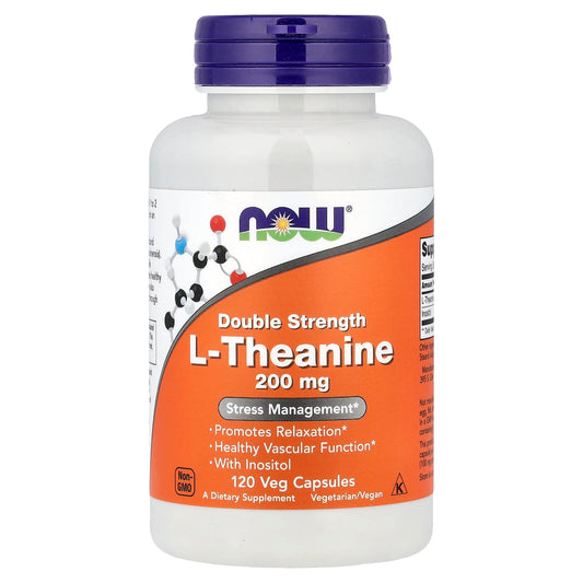 NOW Foods L-Theanine, 200 mg, 120 Veg Capsules