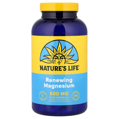 Nature's Life Renewing Magnesium plus Vitamin B-6, 250 Capsules