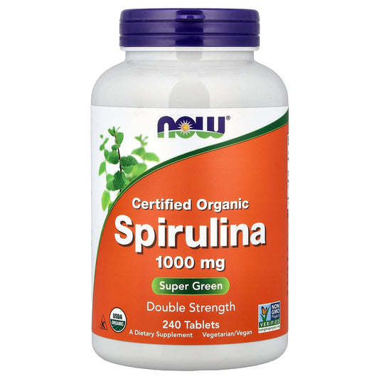 NOW Foods Certified Organic Spirulina, 1,000 mg, 240 Tablets