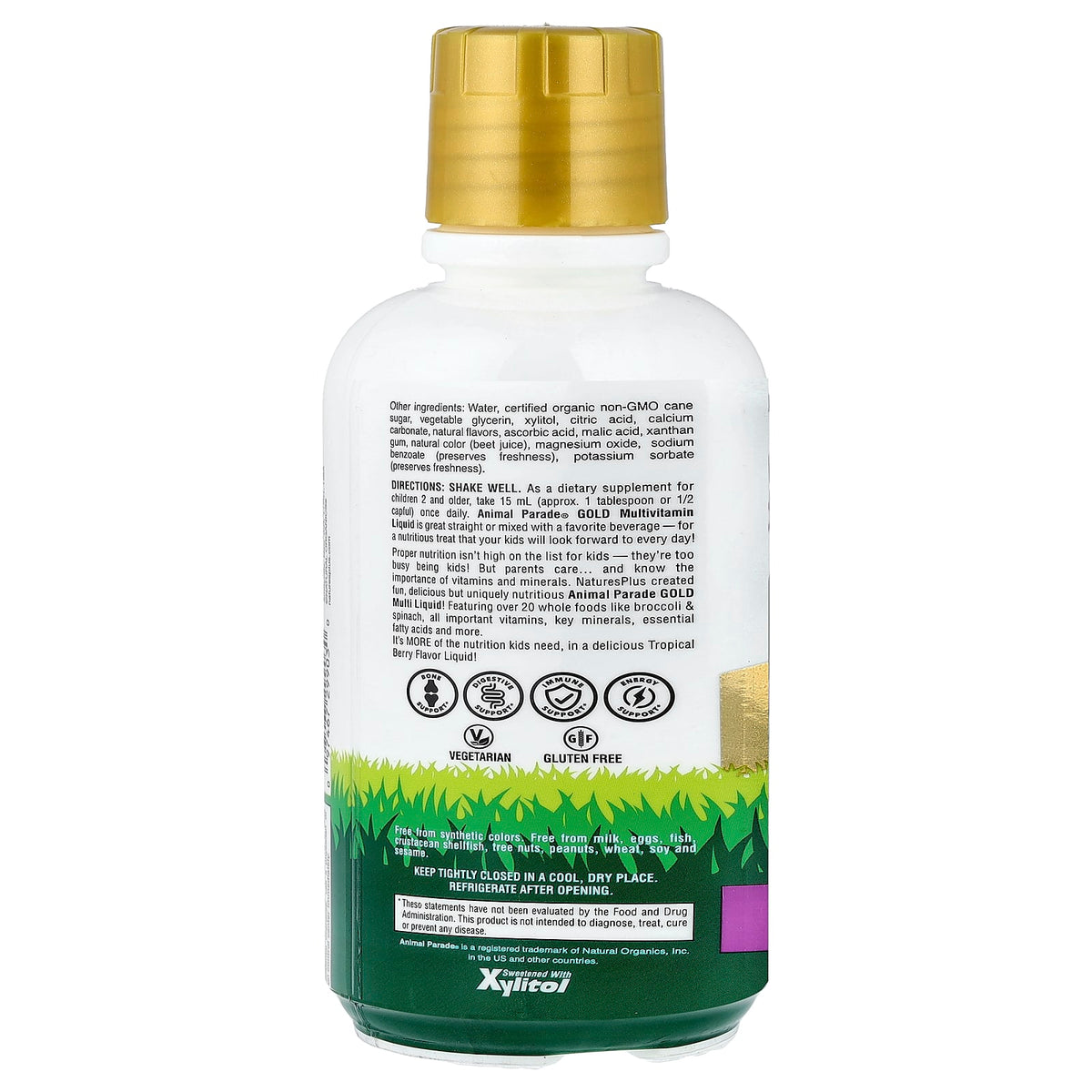 NaturesPlus Animal Parade Gold Multi Liquid, Tropical Berry, 480 ml (16 fl oz) - view 3