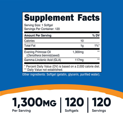 Nutricost Evening Primrose Oil, 1,300 mg, 120 Softgels - view 3