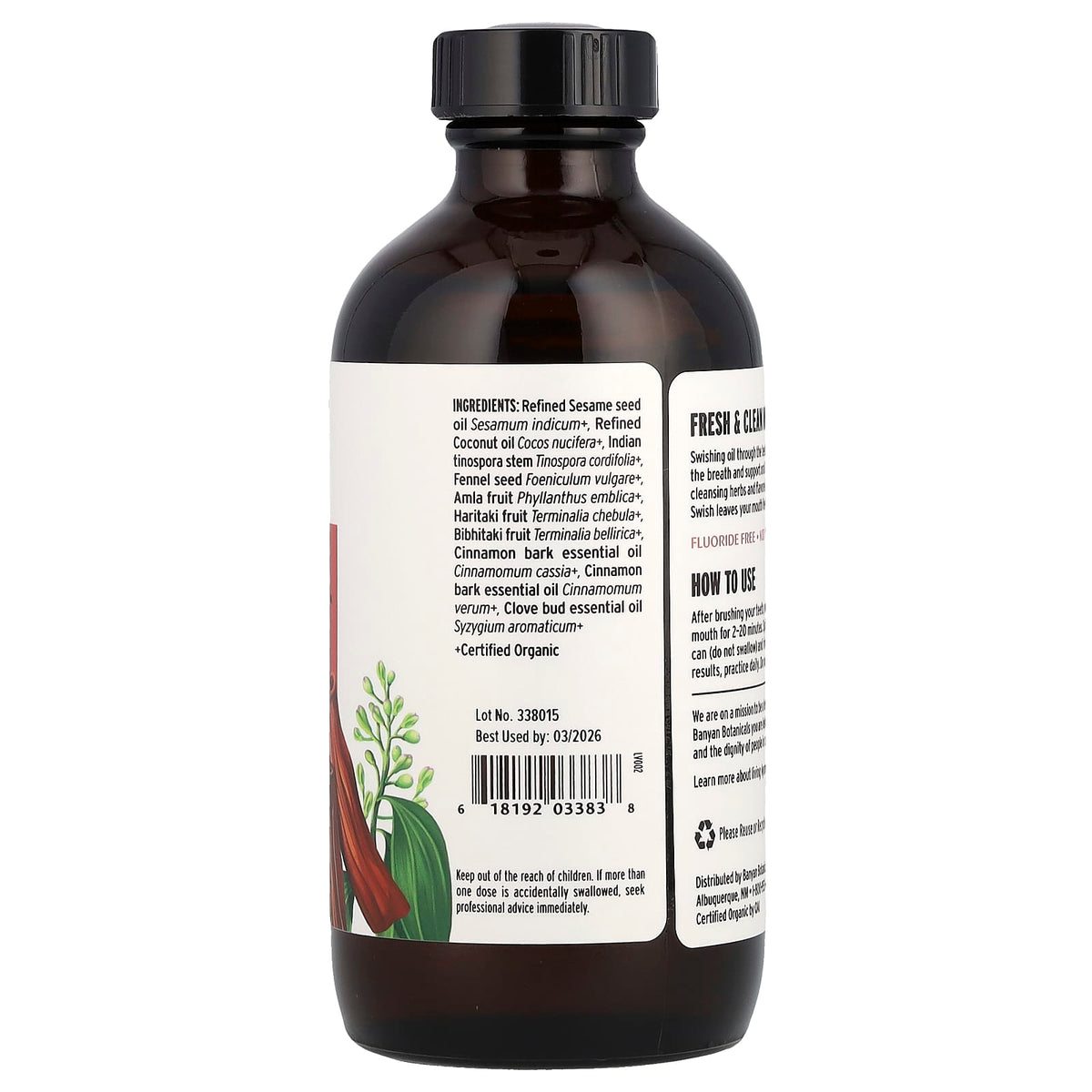 Banyan Botanicals Daily Swish Oil Pulling Rinse, Cinnamon, 236 ml (8 fl oz) - view 2