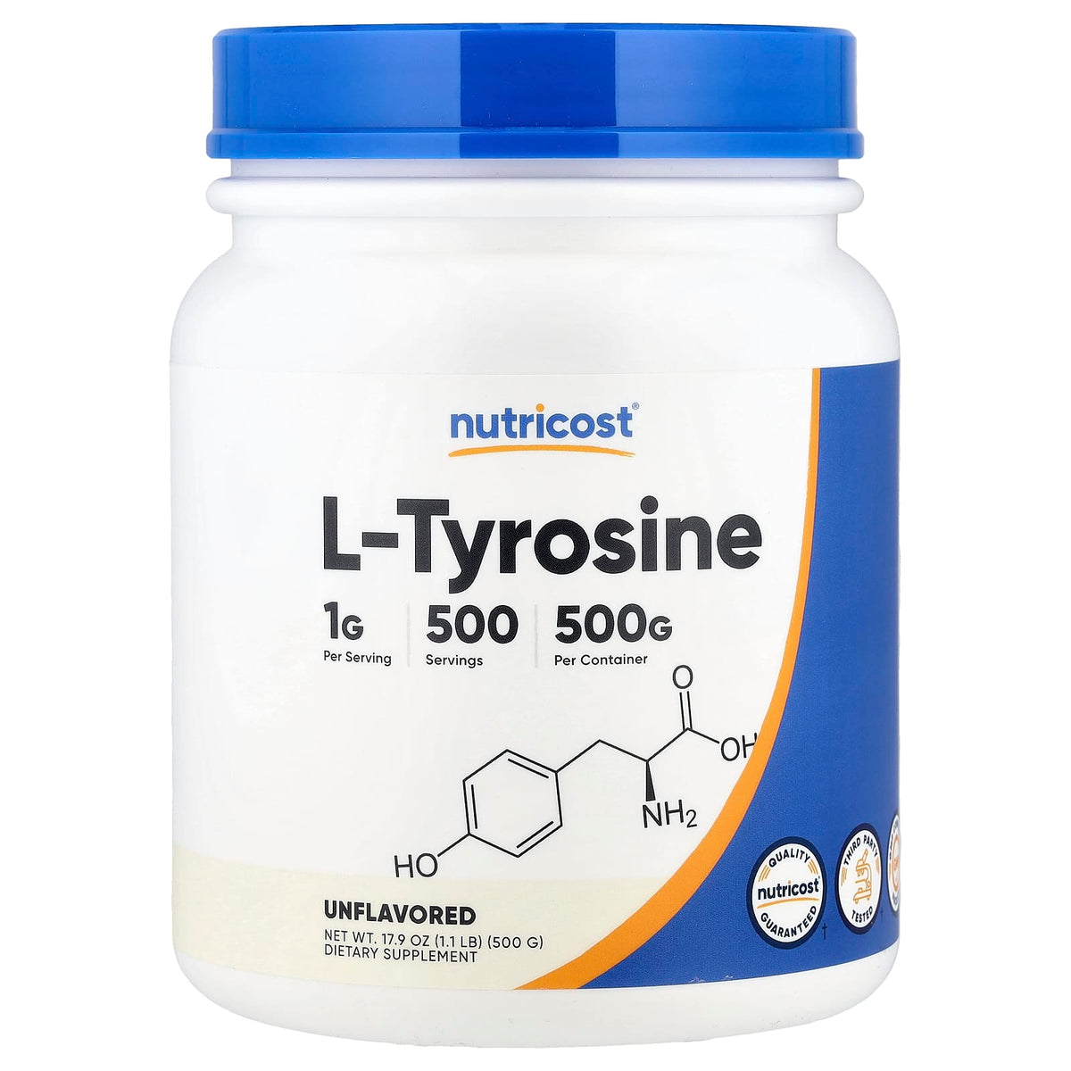 Nutricost L-Tyrosine, Unflavoured, 500 g (17.9 oz)
