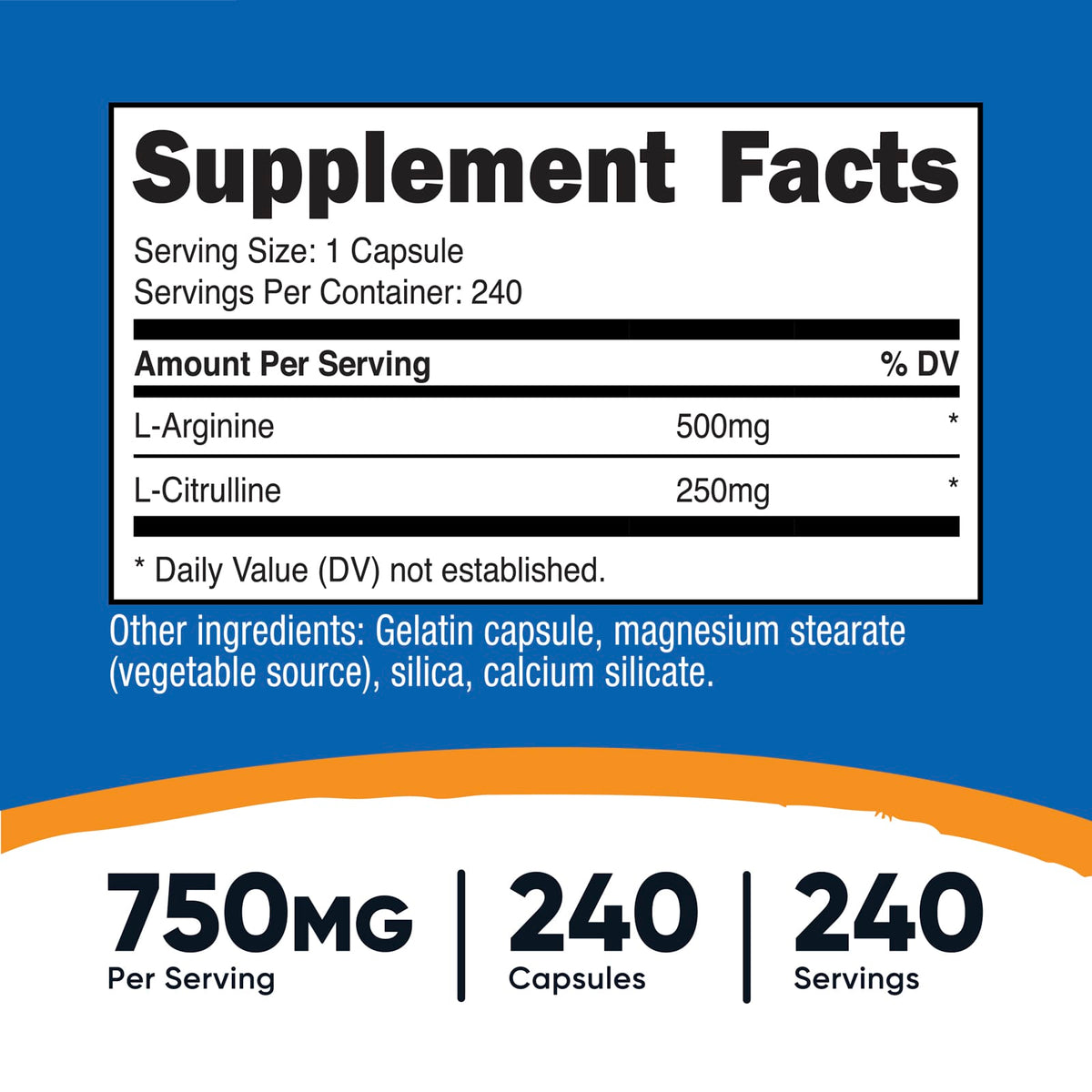 Nutricost L-Arginine + L-Citrulline, 240 Capsules - view 3