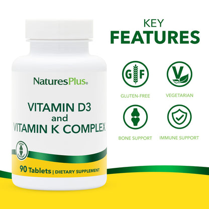 NaturesPlus Vitamin D3 and Vitamin K Complex, 90 Tablets - view 3