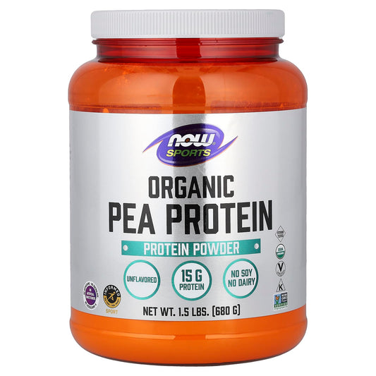 NOW Foods Sports Organic Pea Protein Powder, Unflavoured, 680 g (1.5 lb)