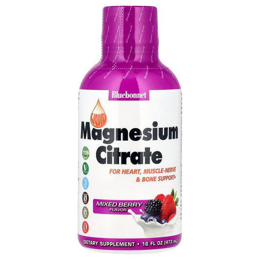 Bluebonnet Liquid Magnesium Citrate, Mixed Berry, 473 ml (16 fl oz)