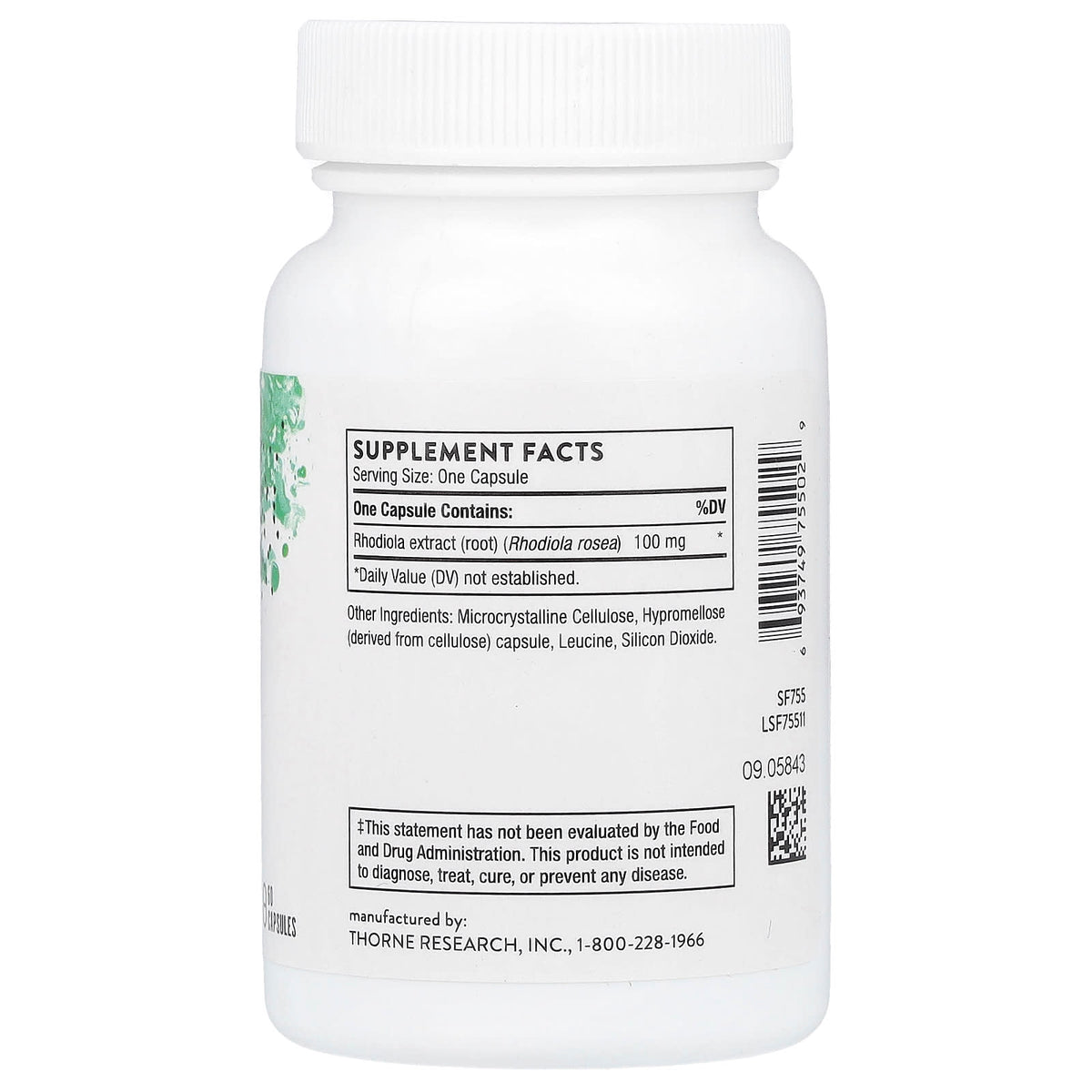 Thorne Rhodiola, 60 Capsules (100 mg per Capsule) - view 2