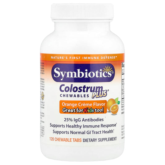 Symbiotics Colostrum Plus Chewables, Orange Creme, 120 Chewable Tablets