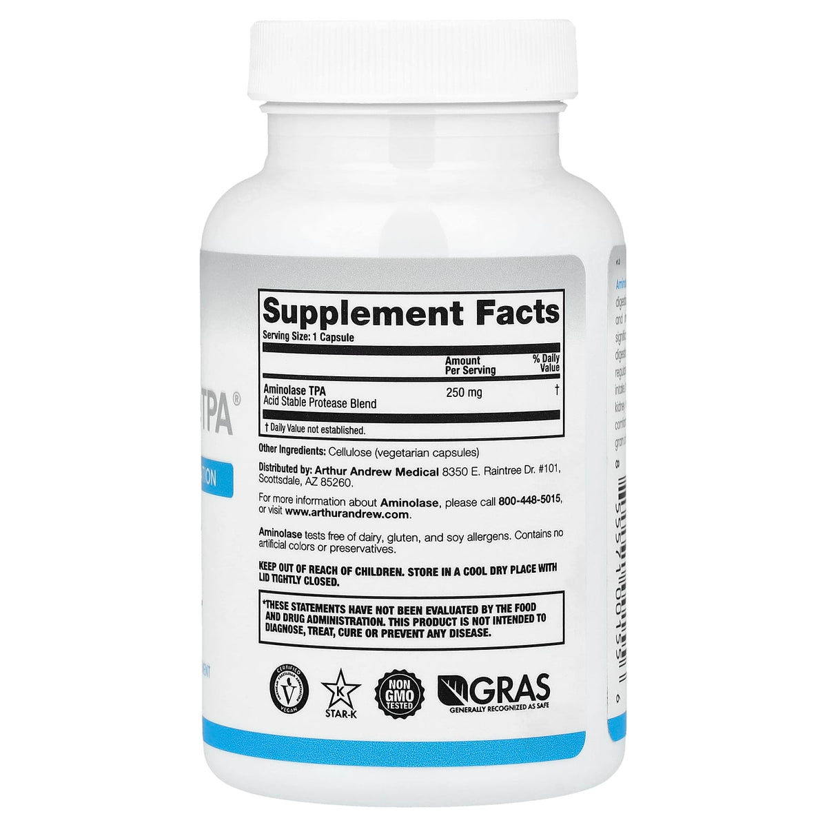 Arthur Andrew Medical Aminolase TPA 90 Capsules (250 mg per Capsule) - view 2