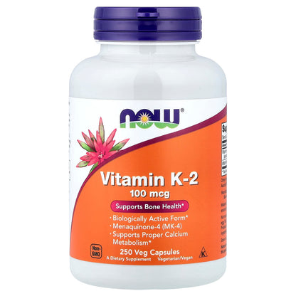 NOW Foods Vitamin K-2 100 mcg, 250 Veg Capsules