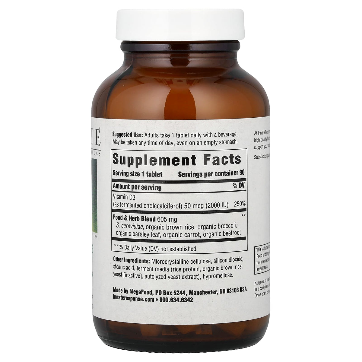 Innate Response Formulas Vitamin D3 50 mcg (2000 IU) 90 Tablets — alternate product view