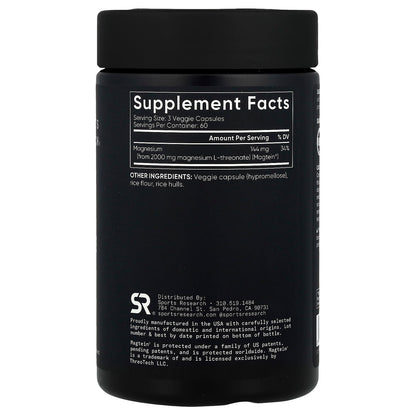 Sports Research Magtein Magnesium L-Threonate, 666 mg, 180 Veggie Capsules - view 2