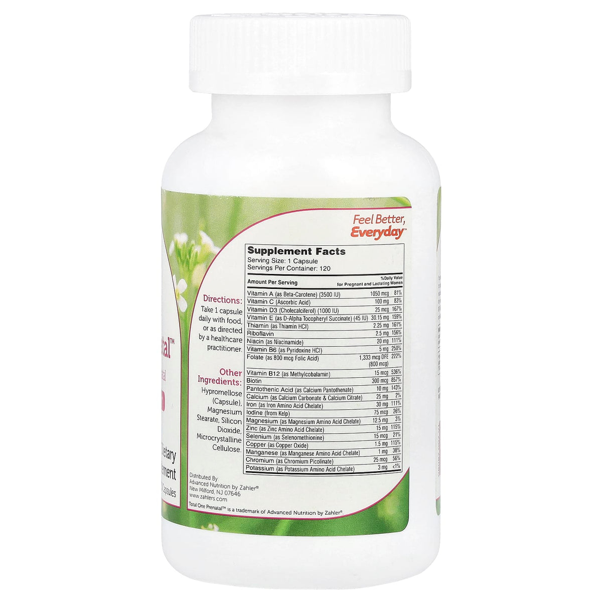 Zahler Total One Prenatal, Essential Once-Daily Prenatal, 120 Capsules — alternate product view