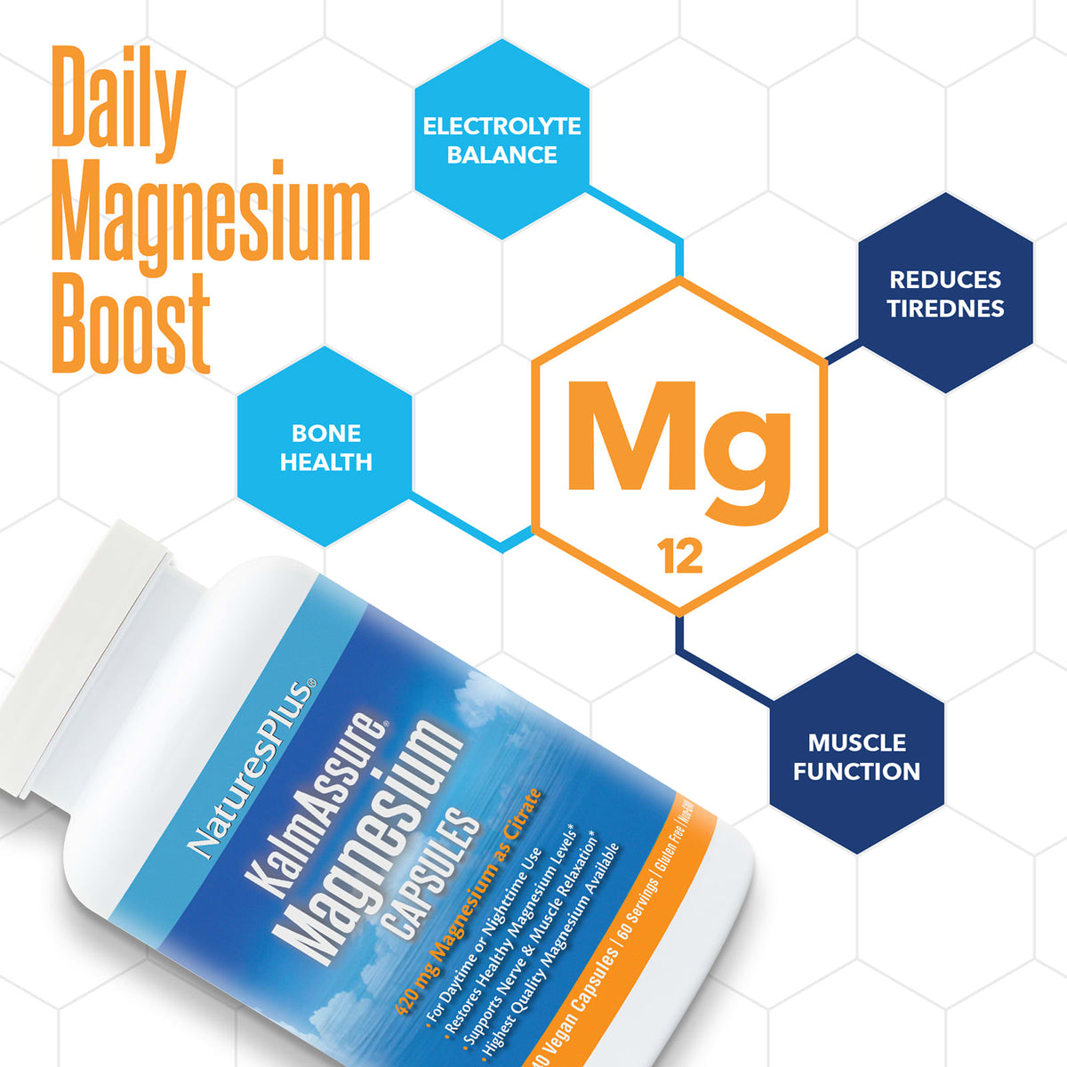 NaturesPlus KalmAssure Magnesium, 240 Vegan Capsules (105 mg per Capsule) - view 3