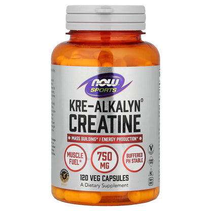 NOW Foods Sports Kre-Alkalyn Creatine, 120 Veg Capsules (750 mg per Capsule)