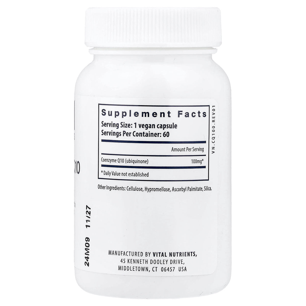 Vital Nutrients Coenzyme Q10 100 mg 60 Vegan Capsules — alternate product view