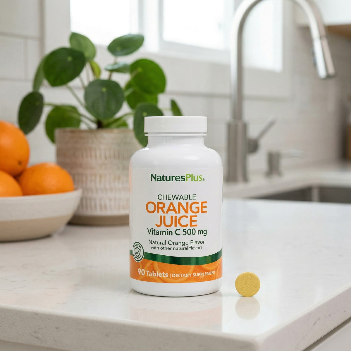 NaturesPlus Chewable Orange Juice Vitamin C 500 mg, 90 Tablets - view 5