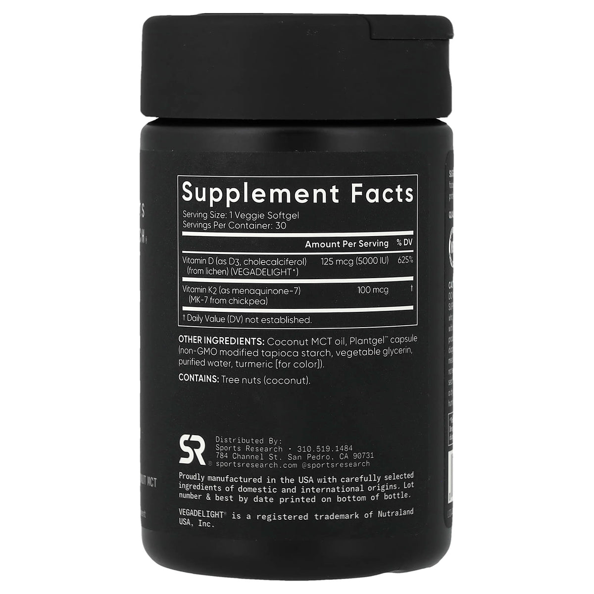 Sports Research D3 + K2 Plant-Based 30 Veggie Softgels - view 2