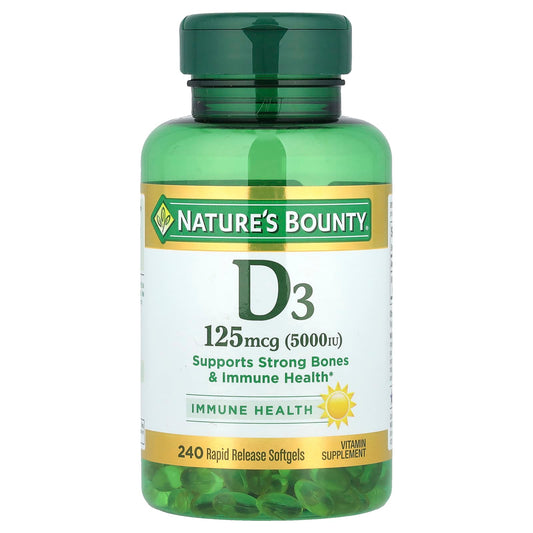 Nature's Bounty Vitamin D3, 125 mcg (5,000 IU), 240 Rapid Release Softgels
