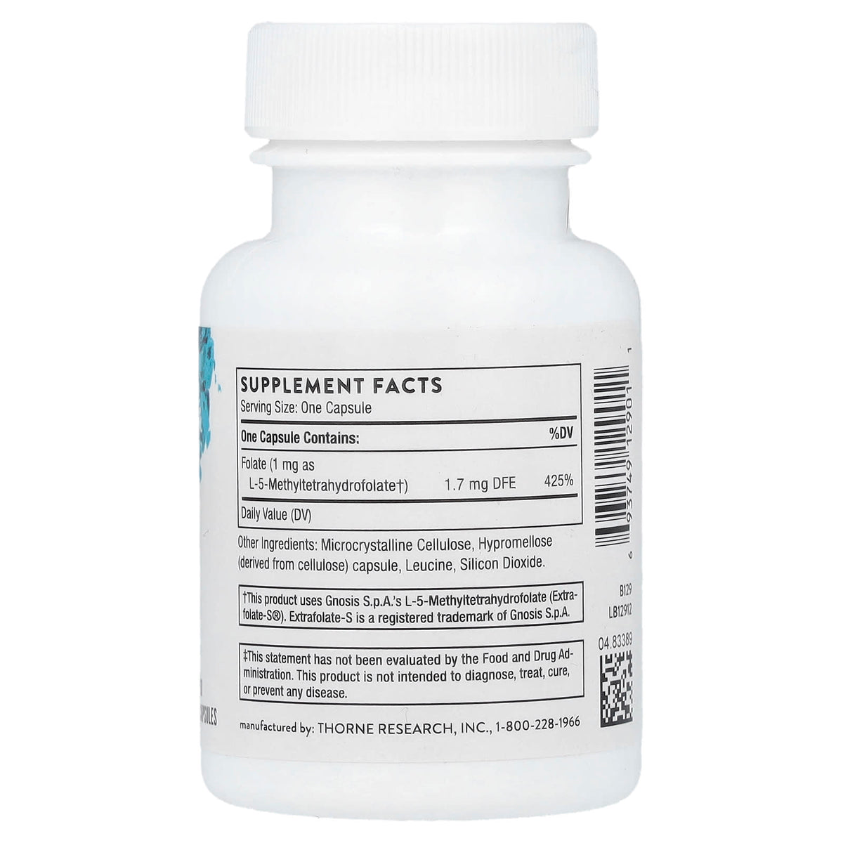 Thorne 5-MTHF, 1 mg, 60 Capsules - view 2