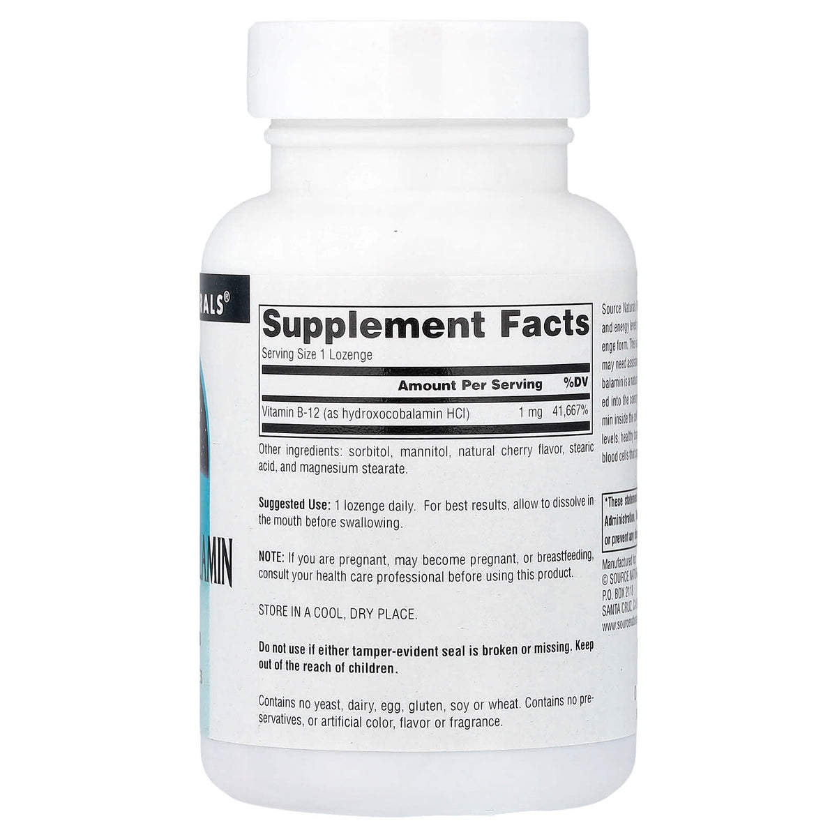 Source Naturals HydroxoCobalamin B-12, Cherry, 1 mg, 240 Lozenges - view 2