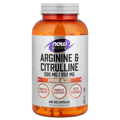 NOW Foods Sports Arginine & Citrulline, 240 Veg Capsules