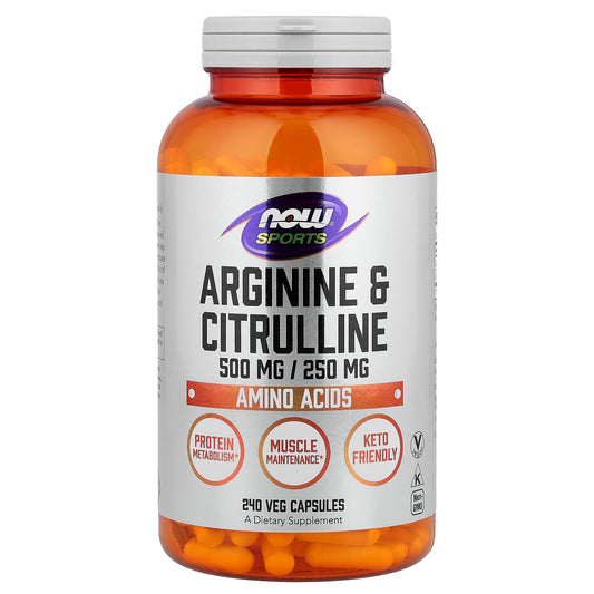 NOW Foods Sports Arginine & Citrulline, 240 Veg Capsules