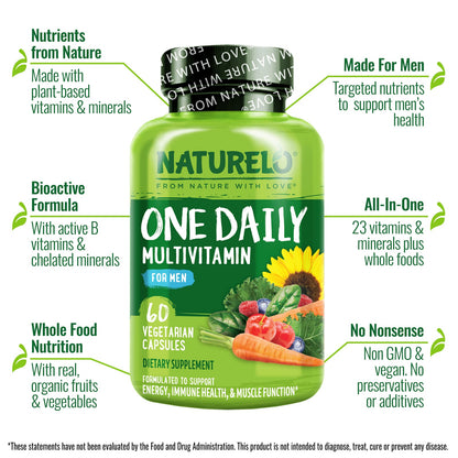 NATURELO One Daily Multivitamin for Men, 60 Vegetarian Capsules - view 4