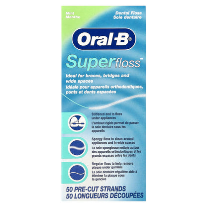 Oral-B Super Floss, Mint, 50 Pre-Cut Strands